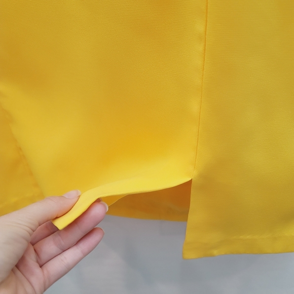 💕 Metro Style Yellow Cap Sleeves Mini Sheath Dress Women's Size 6 Petite - Picture 8 of 10